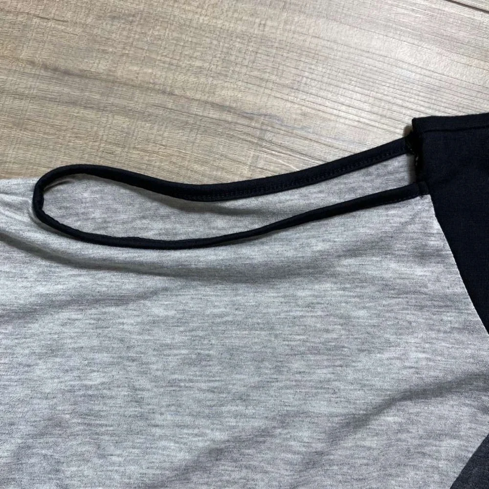 Dots Womens Cold Shoulder Dolman Sleeve Top Size 2X Black Gray‎ Made In USA - Picture 4 of 8